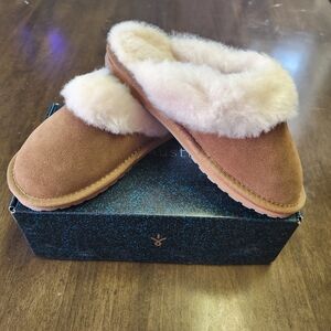 Emu Kids Brown Slippers with Cream Fur